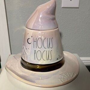 Rae Dunn Iridescent Pink Hocus Pocus Witch Hat Candy Jar